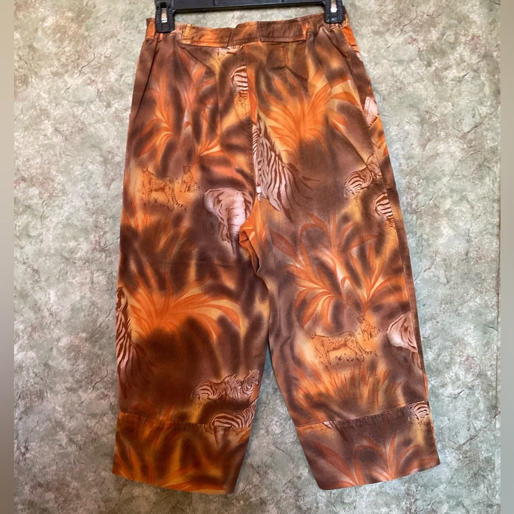 Vintage Blassport Zebra Print Quirky Linen-Cotton Cropped Pants - Picture 3 of 5